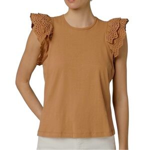 Joe's Eyelet Flutter Sleeve Top Henna Size M
